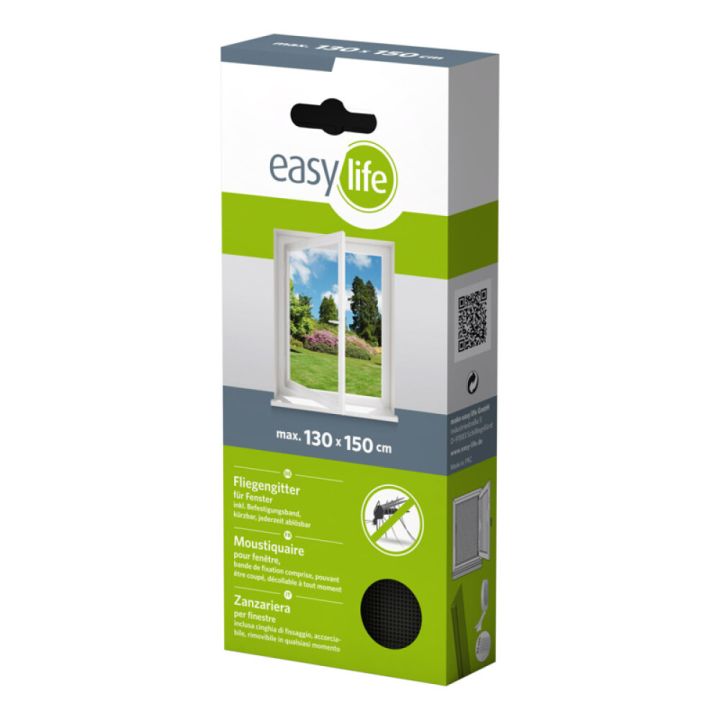 Hyönteisverkko ikkunaan Easy Life 130 x 150 cm Antrasiitti