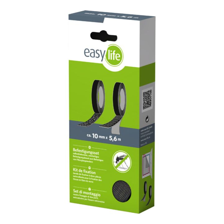 Tarranauha Easylife 5,6 m Musta Lasikuituhyönteisverkkojen asennukseen