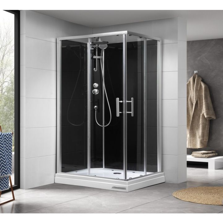 Suihkukaapin takalasi Camargue Granvik Gilleleje musta lasi 80 x 120 x 215 cm