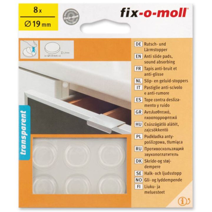 Liukuestetassu Fix-o-moll 19 mm 8 kpl