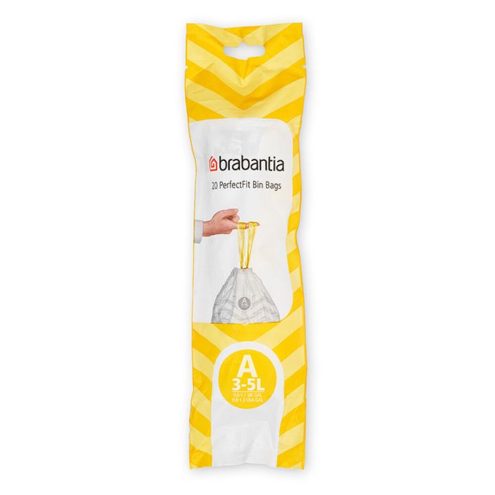 Roskapussit Brabantia PerfectFit A 3–5 l valkoinen 20 kpl/rulla