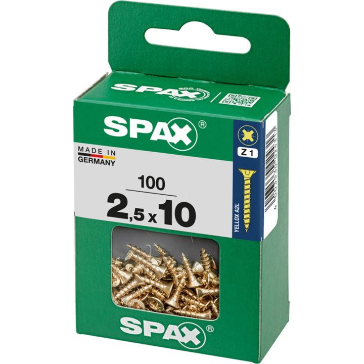 Uppokanta Ruuvi Spax YELLOX 2,5x10 M 100 KPL