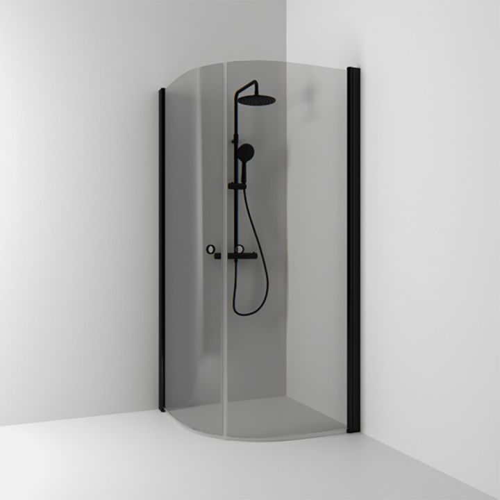 Puolipyöreä suihkukulma Svedbergs Skoga Mattamusta/Savulasi