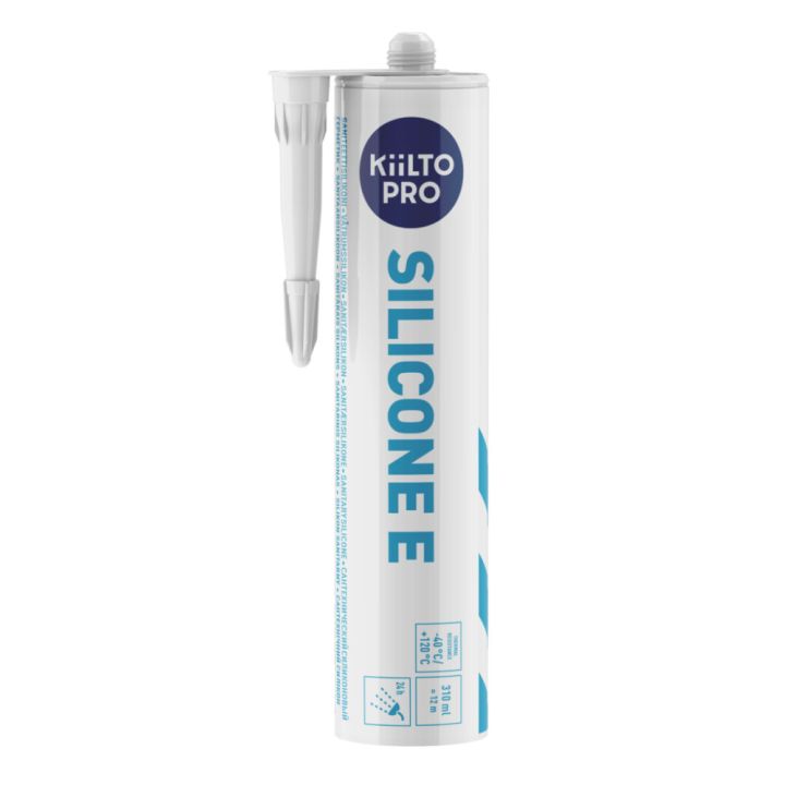Saniteettisilikoni Kiilto Pro Silicone E 100 Puhdas Valkoinen 310 ml