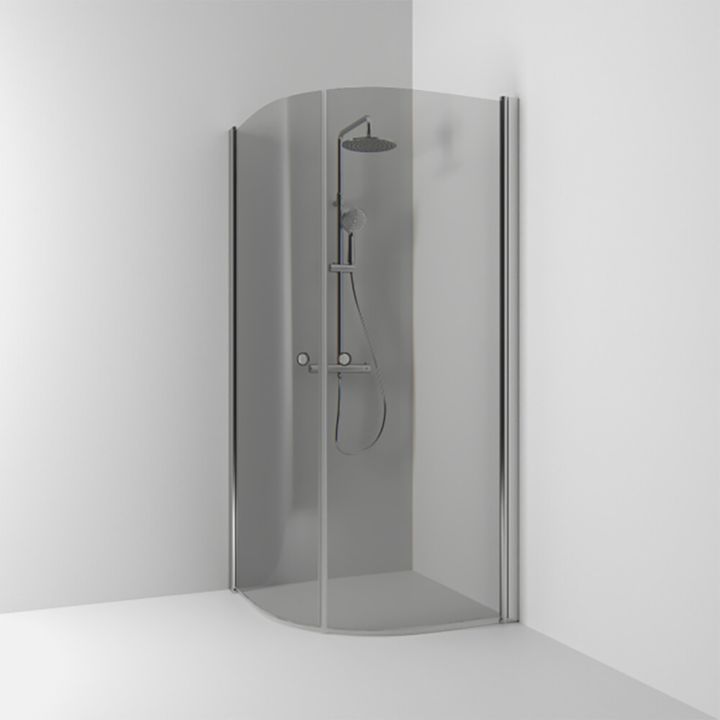 Puolipyöreä suihkukulma Svedbergs Skoga Matta alumiini/Savulasi