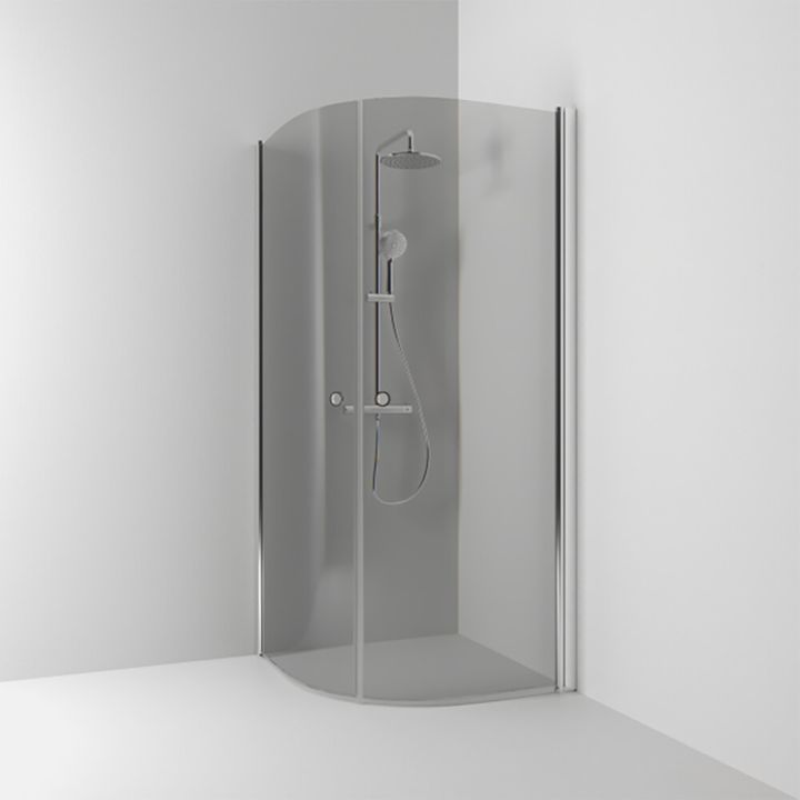 Puolipyöreä suihkukulma Svedbergs Skoga Kiiltävä alumiini/Savulasi