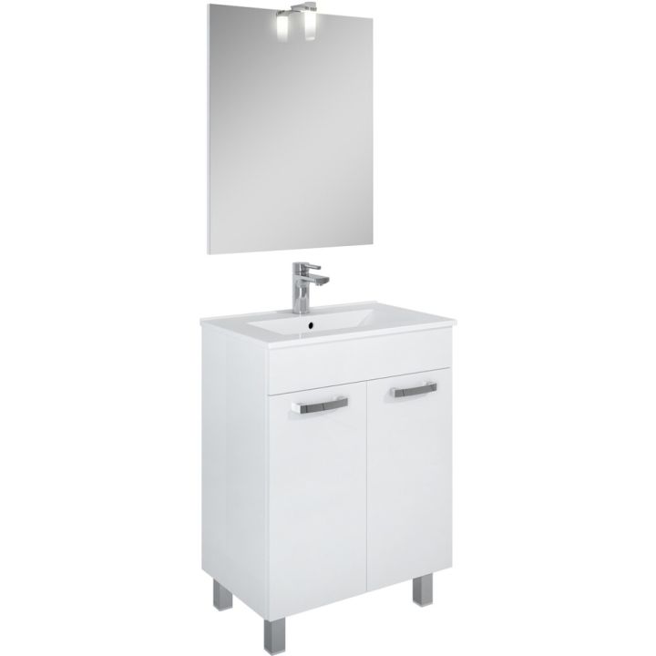 Kalusteryhmä Riva Square LED-peilillä valkoinen 60 cm