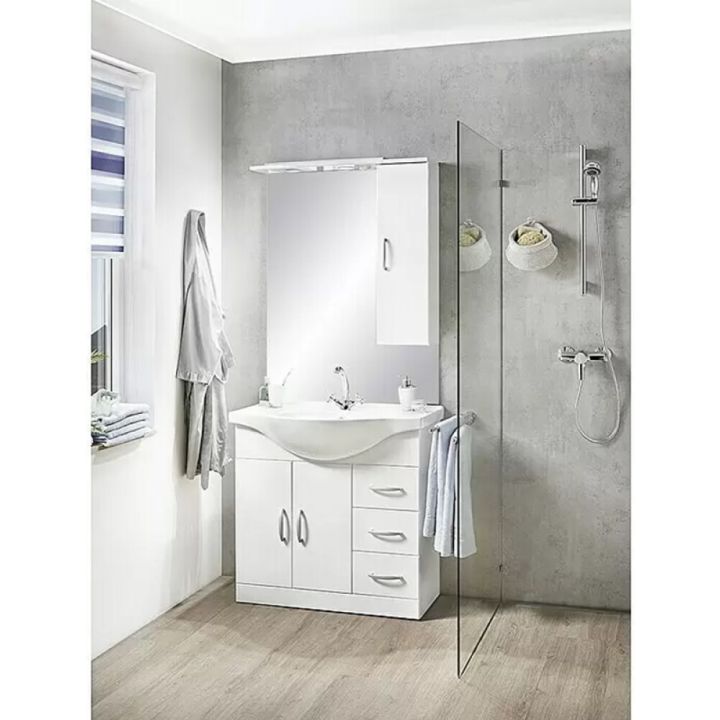 Kalusteryhmä Riva Inka LED-peilillä valkoinen 85 cm