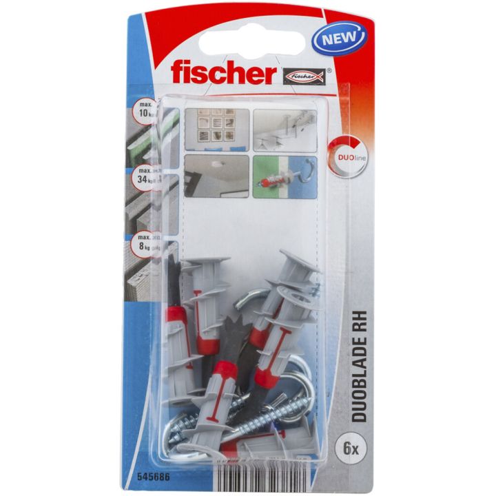 Kipsilevytulppa avokoukulla Fischer Duoblade 6 kpl/pkt