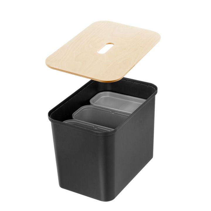 Lajitteluastiasetti SmartStore Collect 76 L Musta Vanerikannella