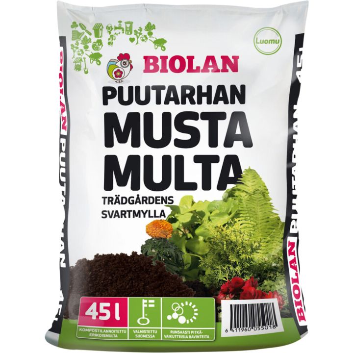 Puutarhan Musta Multa Biolan 45 l