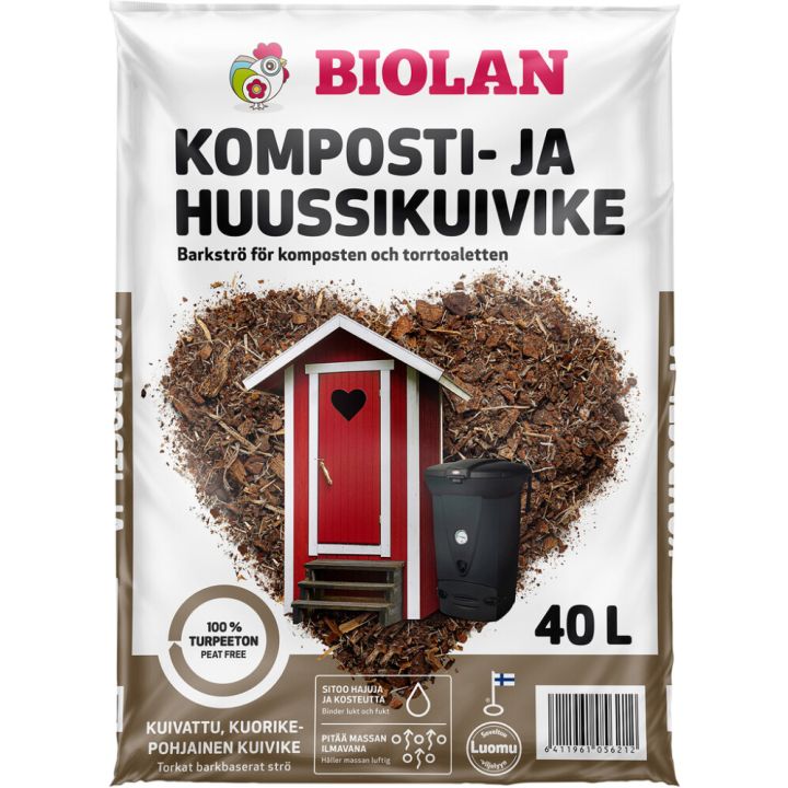 Komposti- ja huussikuivike Biolan 40 l turpeeton