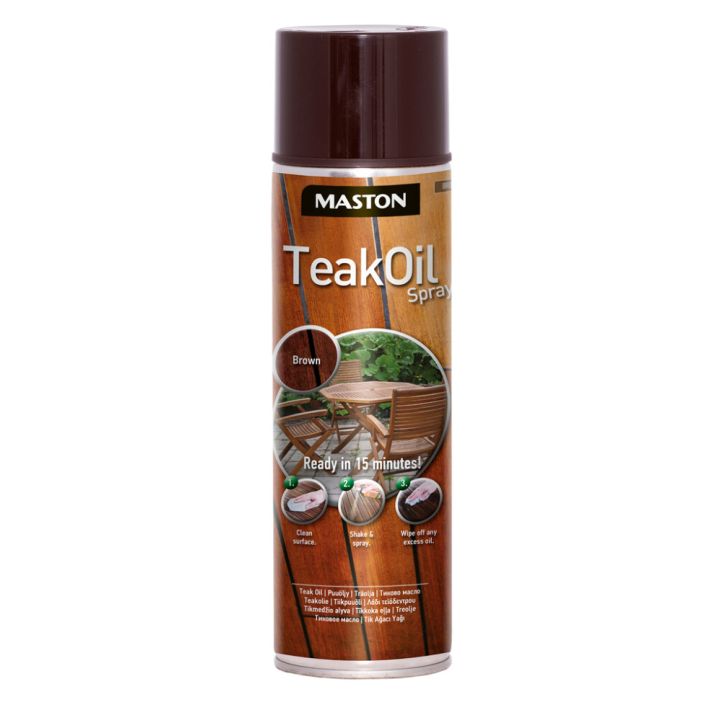 Teak Oil Spray Maston 500 ml Ruskea