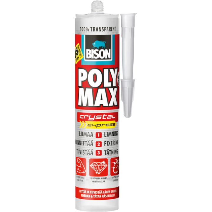 Liima- ja tiivistysmassa Bison Polymax Crystal Express 300 g