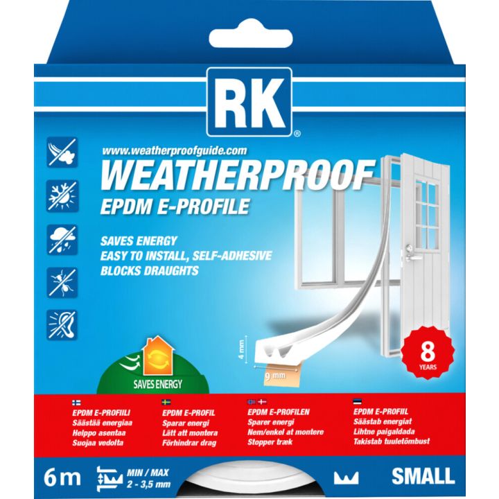 Ikkuna- ja ovitiiviste RK E-profiili Valkoinen 6 m
