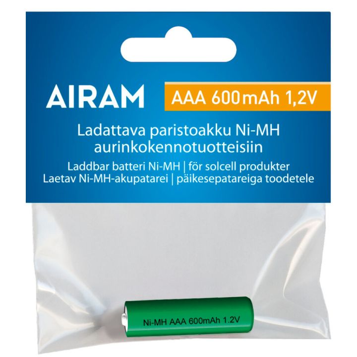 Ladattava paristoakku Airam AAA 600 mAh 1,2V