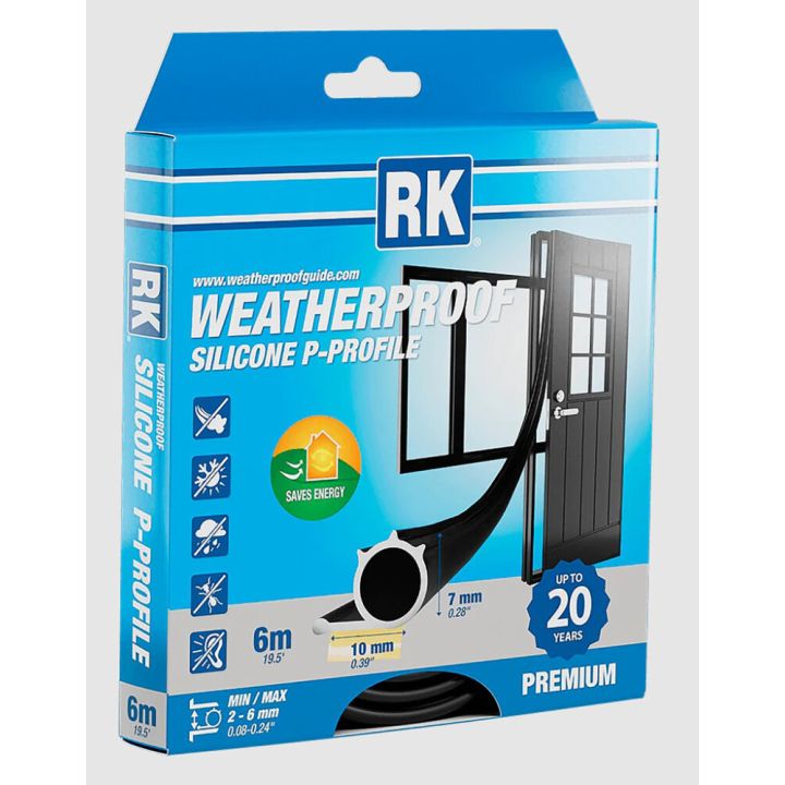 Ikkuna- ja ovitiiviste RK musta 7 mm x 6 m