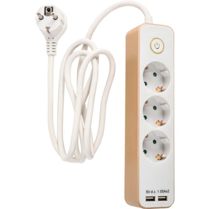 Jatkojohto Airam Bene 1,5 m 3-os+USB