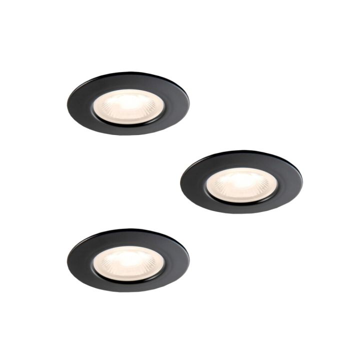 Alasvalo Airam Fio Fix musta Ø 8 cm IP44 3 kpl/pkt