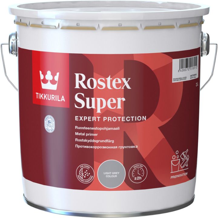 Ruosteenestopohjamaali Tikkurila Rostex Super Vaaleanharmaa