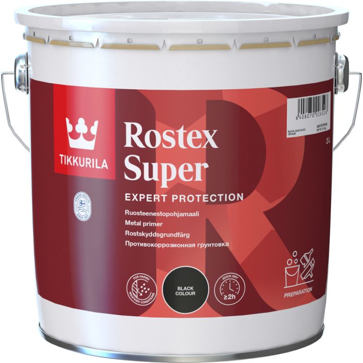 Ruosteenestopohjamaali Tikkurila Rostex Super Musta