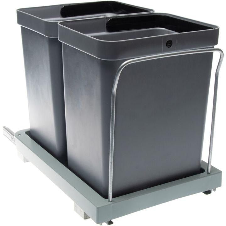 Muovipäällysteinen Jätesankovaunu 10 L Harmaa 2 Kpl