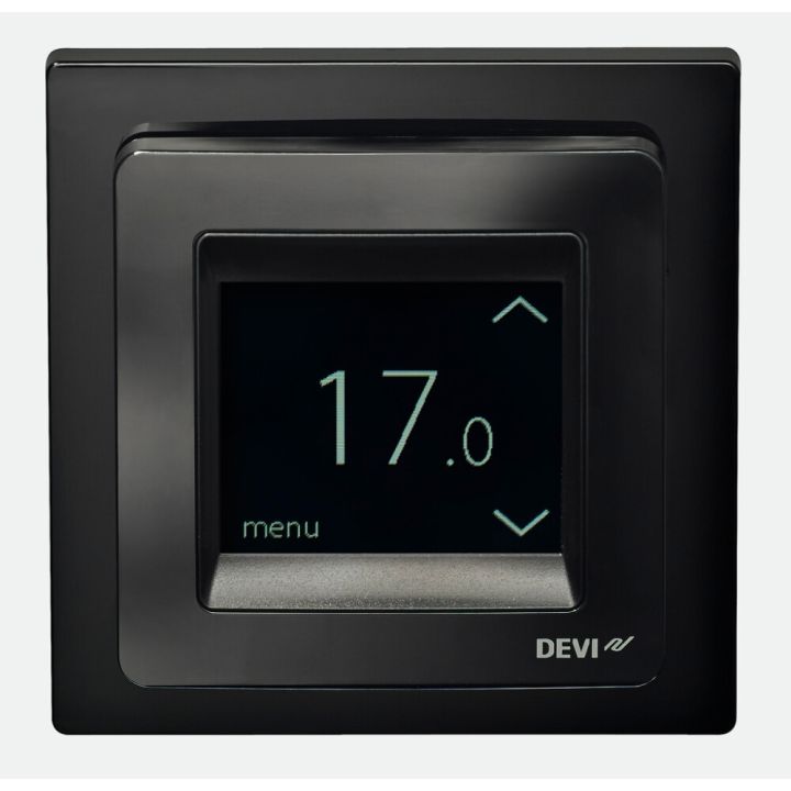 Yhdistelmätermostaatti DEVIreg™ Touch Musta 85 x 85 mm