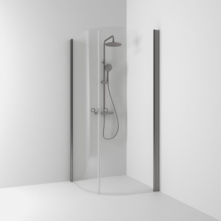 Puolipyöreä suihkukulma Svedbergs Skoga Lyijynmusta/Kirkas