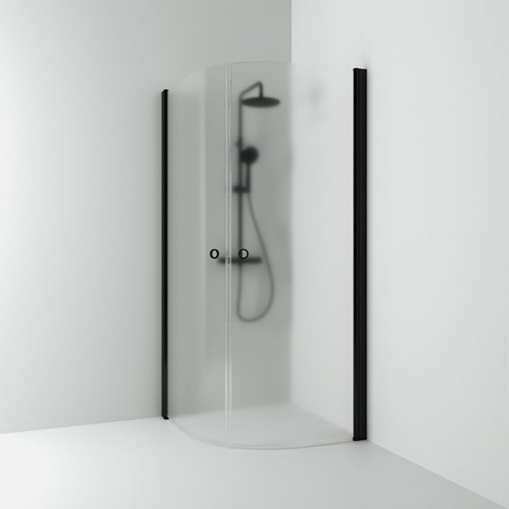 Puolipyöreä suihkukulma Svedbergs Skoga Mattamusta/Huurrelasi