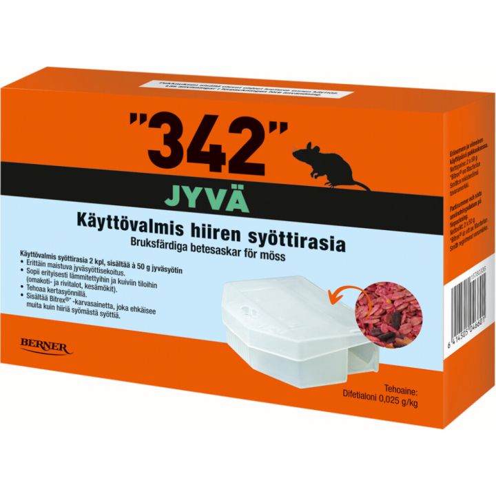 Hiirentorjunta syöttirasia 342 jyväsyötti 2 x 50 g