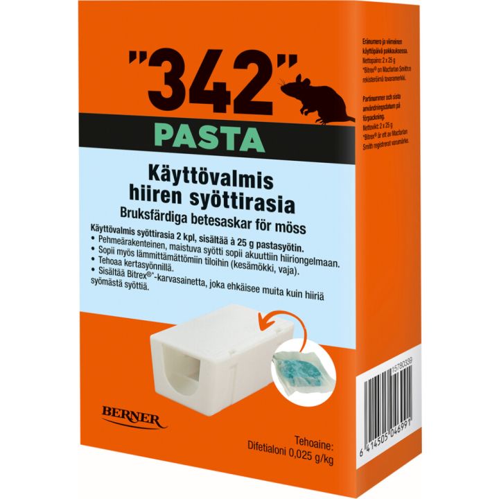 Hiirentorjunta syöttirasia 342 pastasyötti 2 x 25 g