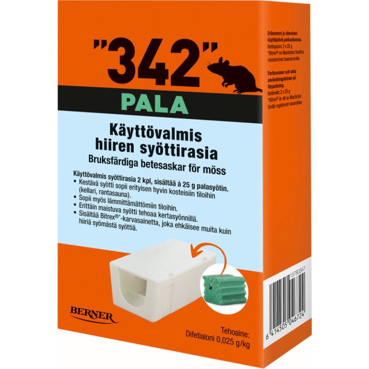 Hiirentorjunta syöttirasia 342 palasyötti 2 x 25 g