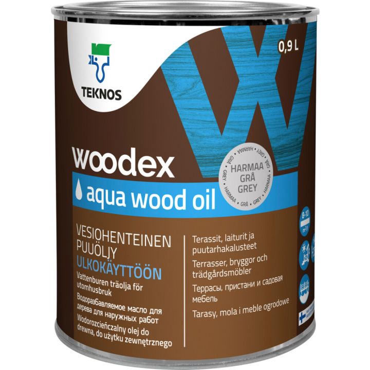 Puuöljy Teknos Woodex Aqua Wood Oil Harmaa 0,9 l