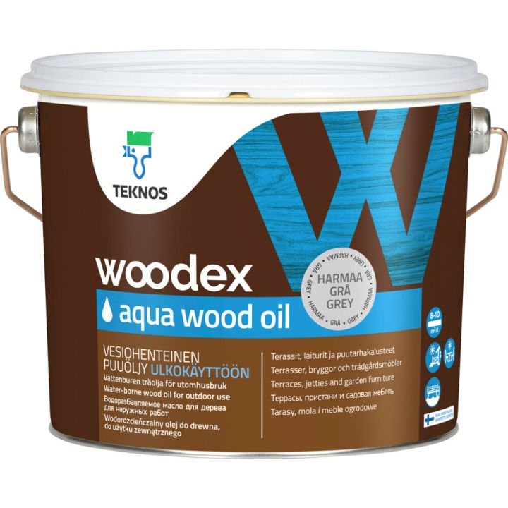 Puuöljy Teknos Woodex Aqua Wood Oil Harmaa 2,7 l