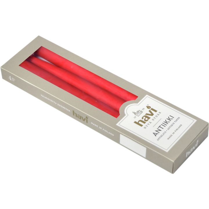 Antiikkikynttilä Havi 28 cm 4 kpl punainen