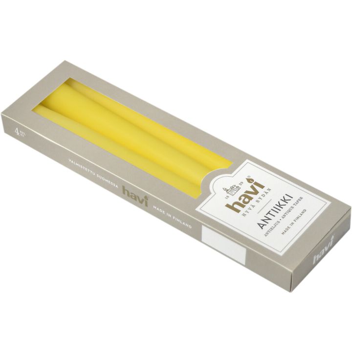 Antiikkikynttilä Havi 28 cm 4 kpl keltainen