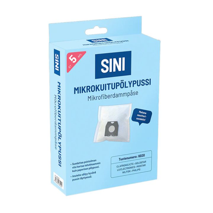 Mikrokuitupölypussi Sini 6020 5 kpl