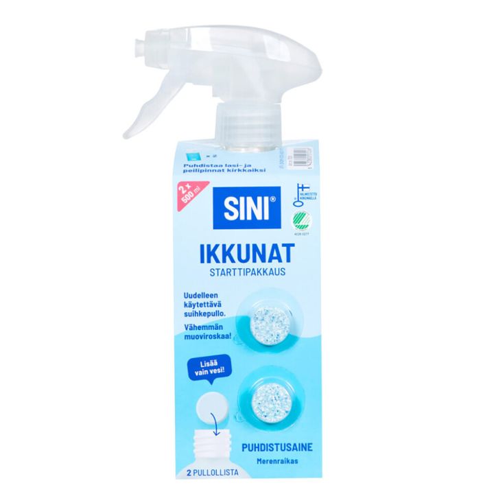 Puhdistusainetabletti Sini Ikkunat Starttipakkaus Merenraikas