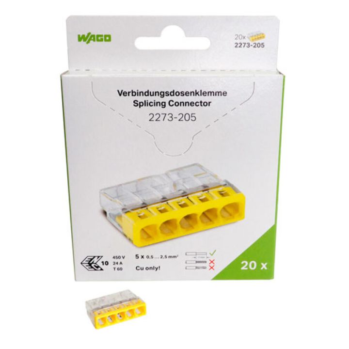 Rasialiitin Wago 2273-205 5-Nap 20 kpl