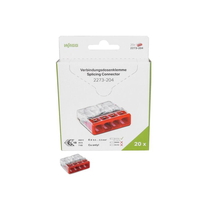 Rasialiitin Wago 2273-204 4-nap 20 kpl