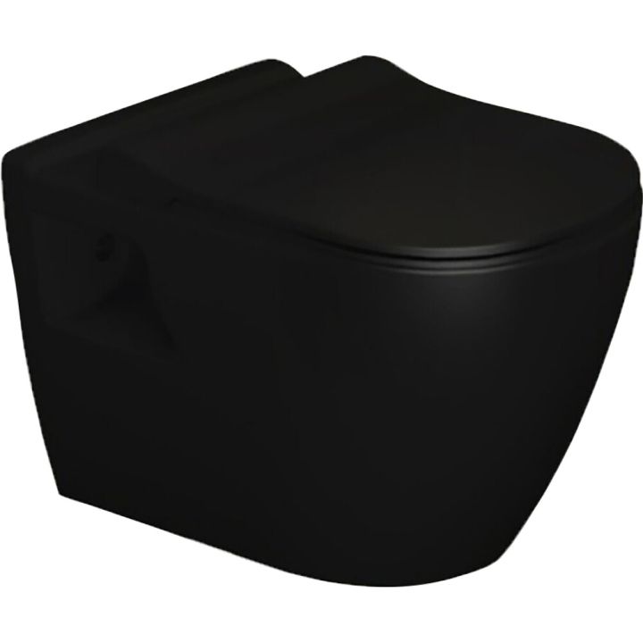 Seinä WC-istuin Turavit Rondo Elegance Mattamusta, ilman istuinkantta