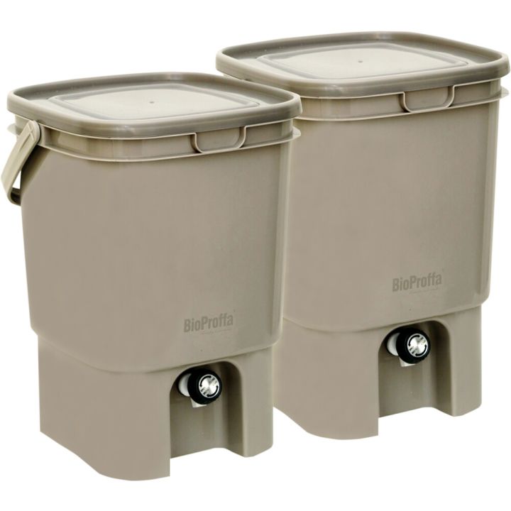Bokashi Prego keittiökompostori 2 x 19 l vaaleanruskea