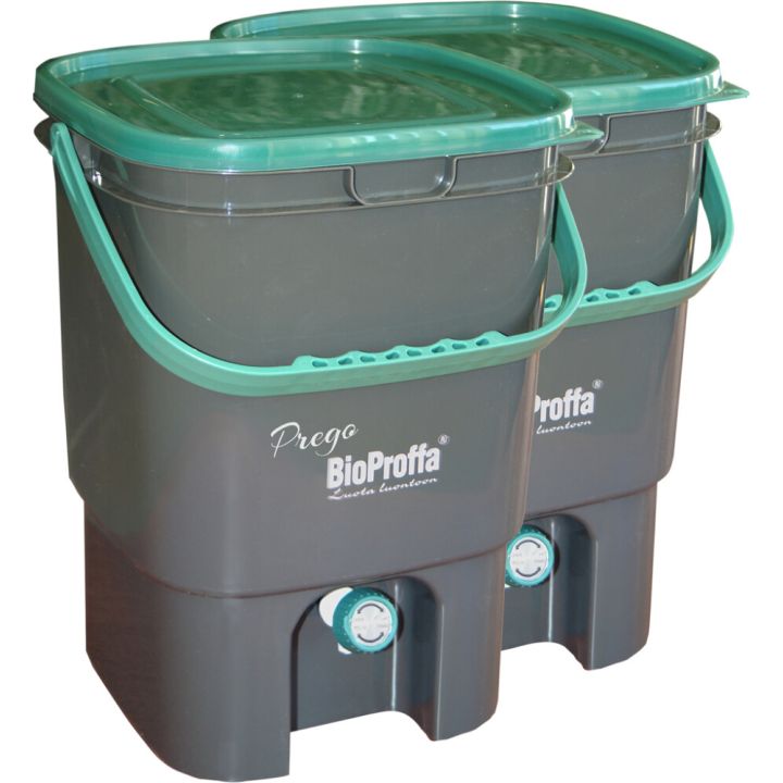 Bokashi Prego keittiökompostori 2 x 19 l tummanharmaa