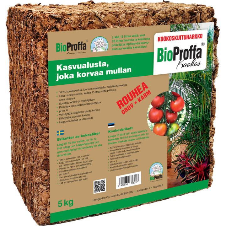 Kookoskuituharkko Bioproffa 5 kg rouhea