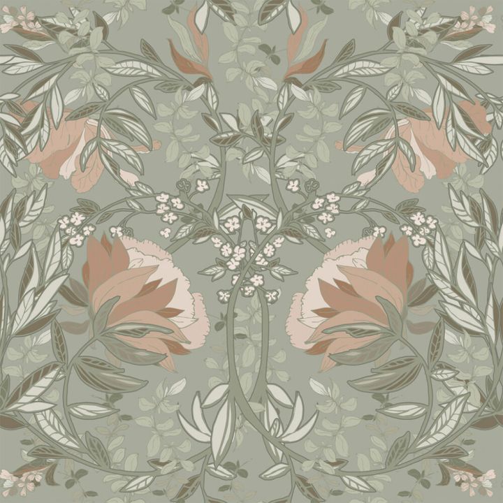 Kuitutapetti AM-Markkinointi Vintage Flowers Jugend Vihreä 139419