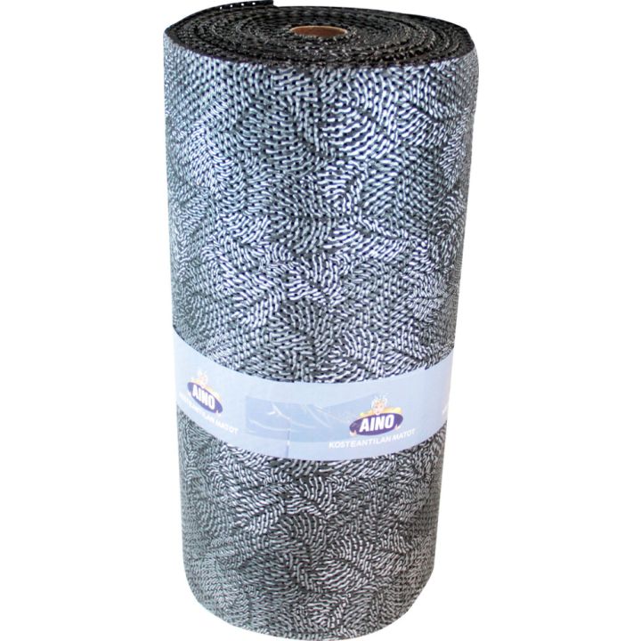 Kosteantilanmatto Aino Musta/Hopea 65 cm (per metri)