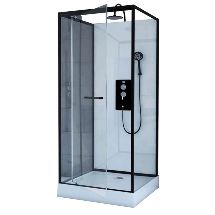 Suihkukaappi Harma Cube Musta/Valkoinen 80 x 80 x 210-230 cm