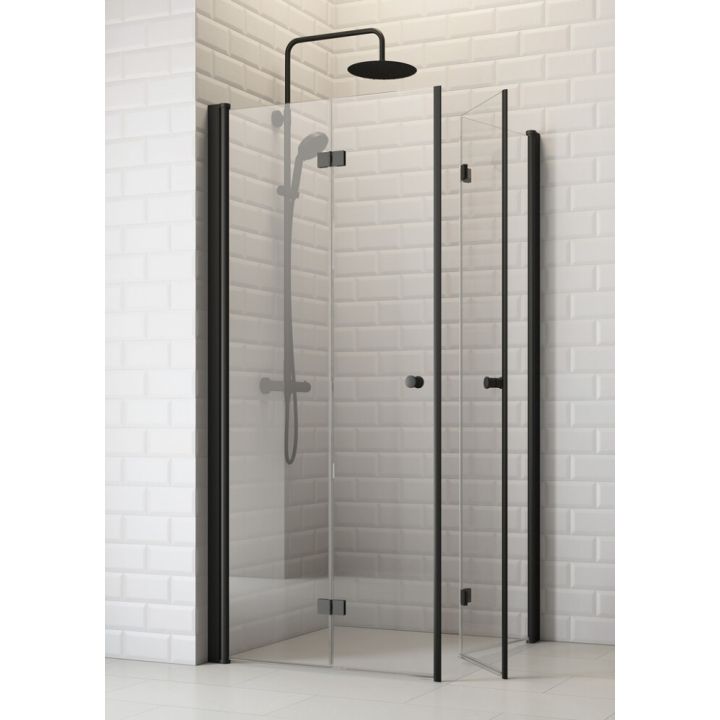 Taittuva suihkukulma Corniche Elsa musta/kirkas 90 x 90 x 190 cm