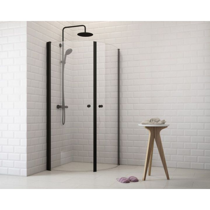 Puolipyöreä suihkukulma Corniche Elsa musta/kirkas 90 x 90 x 190 cm