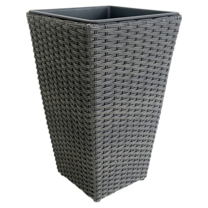 Ulkoruukku polyrottinki musta 35 x 35 x 70 cm